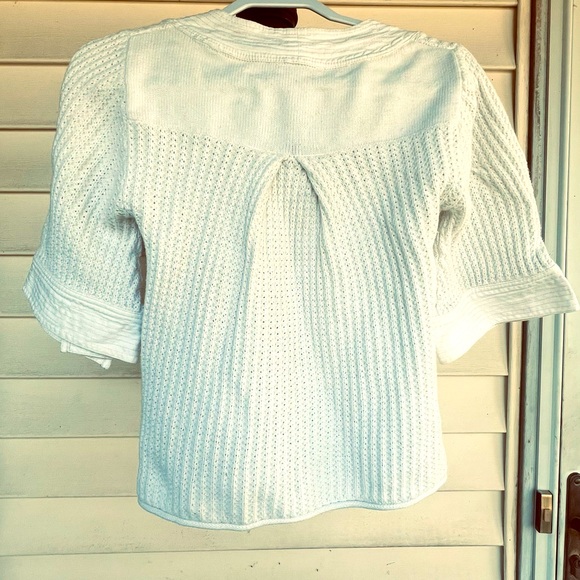 BCGGeneration Cream colored short sleeve cardigan sweater (med) - Picture 2 of 5